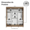 Ver imagem 4 de Guarda-Roupa Casal com Pés 3 Portas de Correr com Espelho Reno Madesa