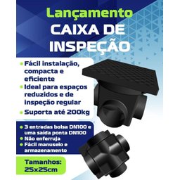 Kit 2 Caixa de Inspeção Dn100 Passagem Gordura 25x25cm 5 Lts - 5