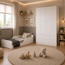 Ver imagem 3 de Jogo de Quarto Infantil Minicama com Colchão Incluso e Guarda-Roupa Encanto Multimóveis MP4830