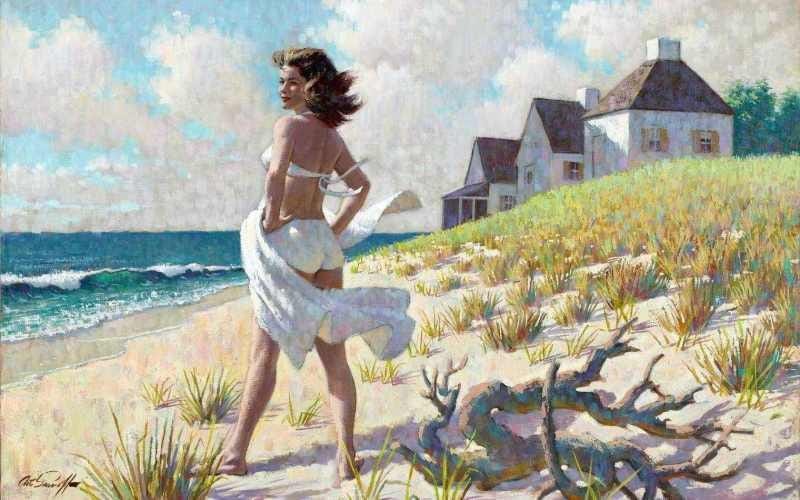 Na Praia - Sarnoff - Tela 50x79 Para Quadro - 1
