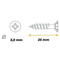Parafuso 3,0 x 25 mm Chipboard Madeira Aperto Philips Caixa com 100 pçs - 3