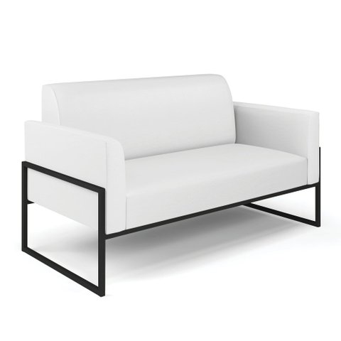 Sofá Namoradeira Base Industrial Alta Preto Marisa Corino D03 - D’Rossi Branco