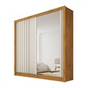 Ver imagem 2 de Guarda-roupa Lugano 2 Portas 4 Gavetas com Espelho Ripado 100% Mdf Peroba/off White - Mademarques