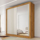 Ver imagem 1 de Guarda-roupa Lugano 2 Portas 4 Gavetas com Espelho Ripado 100% Mdf Peroba/off White - Mademarques