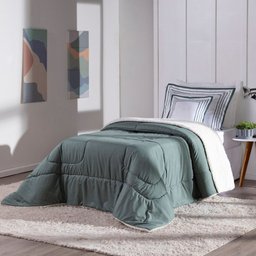 Kit Edredom Solteiro Coberdrom Soft Hipercal/sherpa 3 Peças - Verde - 100% Poliéster - 4