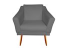 Ver imagem 3 de Kit Namoradeira + 2 Poltronas Decorativa Agatha Suede Cinza Pés Madeira Ms Decor