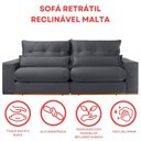 Ver imagem 7 de Sofá Retrátil Reclinável 210 cm Malta Veludo Grafite Yescasa