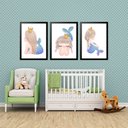 Ver imagem 1 de Kit 3 Quadros Grandes Quarto Infantil Sereinha 60x48cm:moldura Branca