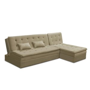 Sofá Cama King 5 Lugares 2,70m Agnes Suede Bege Rover & Beato