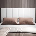 Ver imagem 2 de Cabeceira Casal Laura 1.40 Almofadada Corino Branco