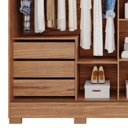 Guarda Roupa com Espelho 2 Portas 3 Gavetas Ilhéus Cinamomo Off White - 5