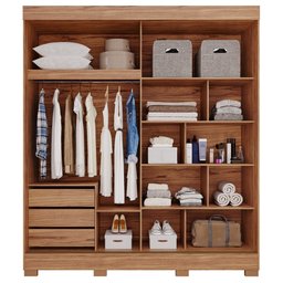 Guarda Roupa com Espelho 2 Portas 3 Gavetas Ilhéus Cinamomo Off White - 2