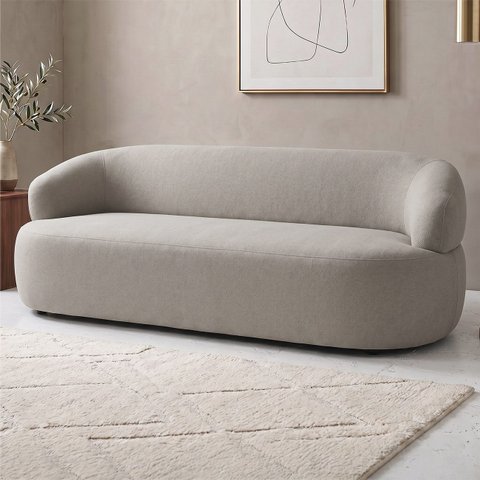 Sofá 3 Lugares Living 170cm Conka F05 Bouclê Bege - Mpozenato
