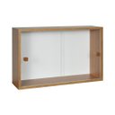 Ver imagem 1 de Armário Kit 64x18 Freijó com Portas de Correr Acrílico e Puxador Montante Natural