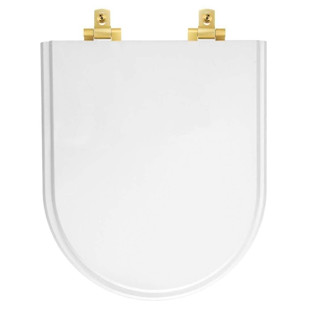 Tampa de Vaso Laqueado com Amortecedor Link/lk Branco para Bacia Deca com Ferragem Dourada - 1