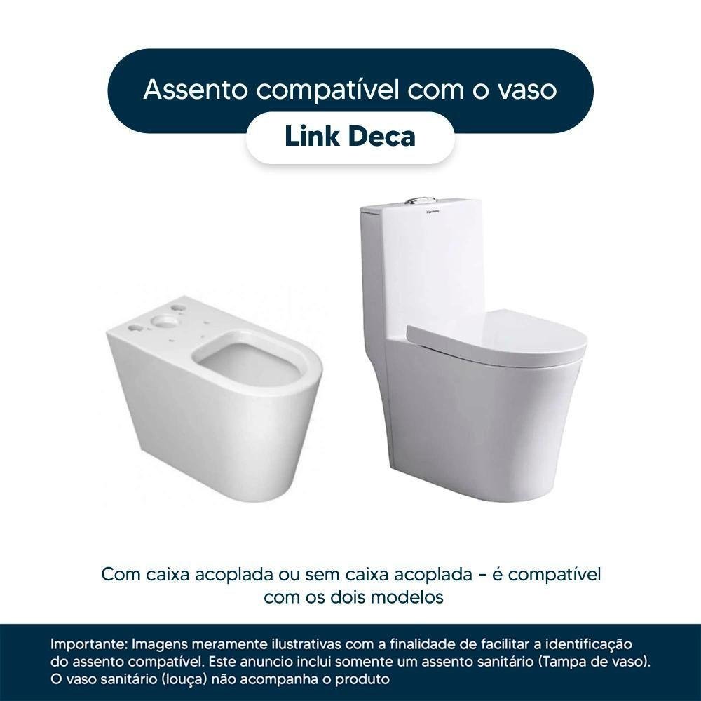 Tampa de Vaso Laqueado com Amortecedor Link/lk Branco para Bacia Deca com Ferragem Dourada - 5