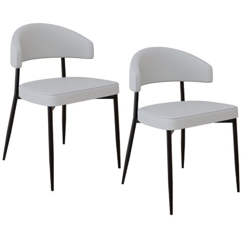 Kit 02 Cadeiras Estofada para Sala de Jantar Serena Preto C01 Courino Off White - Lyam Decor