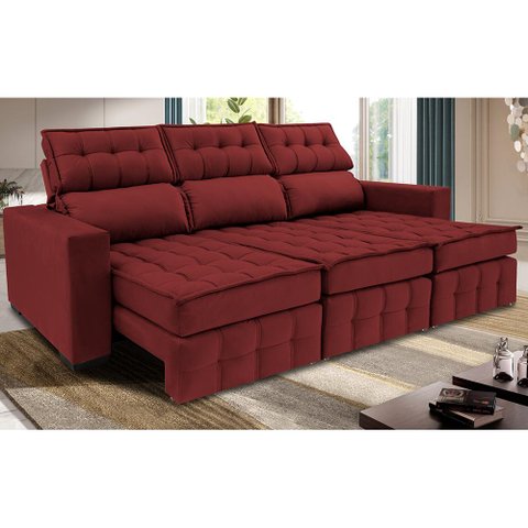Sofá Retrátil e Reclinável 2.50m Molas Ensacadas e Costura Tripla Cama inBox Nobre Suede