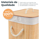 Ver imagem 6 de Cesto Roupa Suja Bambu Banheiro Lavanderia Grande 70 Litros:70 Litros