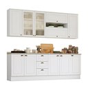 Ver imagem 1 de Cozinha Completa Americana 7 Peças Branco com Aéreo Vidro - Móveis Henn Branco