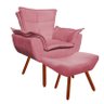 Poltrona Decorativa Opala com Puff Aline Suede Rose - 1