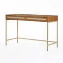 Ver imagem 3 de Escrivaninha Penteadeira Square 2 Gavetas 120 Cm X 48 Cm Louro Freijó - Telinha Rattan