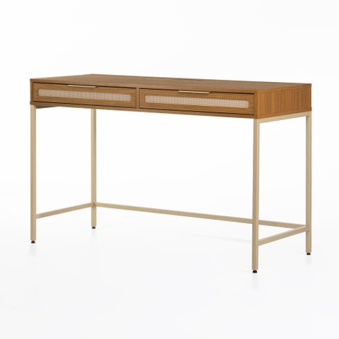 Escrivaninha Penteadeira Square 2 Gavetas 120 Cm X 48 Cm Louro Freijó - Telinha Rattan
