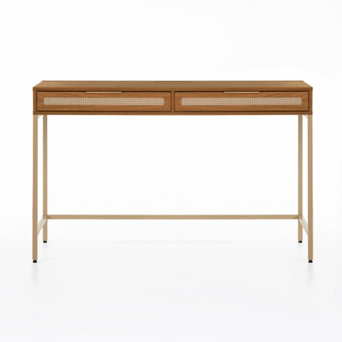 Escrivaninha Penteadeira Square 2 Gavetas 120 Cm X 48 Cm Louro Freijó - Telinha Rattan