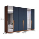 Ver imagem 4 de Guarda-roupa Casal Luxe 2,42 Metros 6 Portas 4 Gavetas com Espelho Freijó/azul - Panorama Móveis
