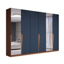 Ver imagem 3 de Guarda-roupa Casal Luxe 2,42 Metros 6 Portas 4 Gavetas com Espelho Freijó/azul - Panorama Móveis