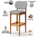 Ver imagem 4 de Kit 03 Banquetas Alta Para Cozinha Madeira Fixa Betta L02 Imbuia Facto Cinza - Lyam Decor