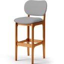 Ver imagem 3 de Kit 03 Banquetas Alta Para Cozinha Madeira Fixa Betta L02 Imbuia Facto Cinza - Lyam Decor