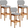 Kit 03 Banquetas Alta Para Cozinha Madeira Fixa Betta L02 Imbuia Facto Cinza - Lyam Decor - 1