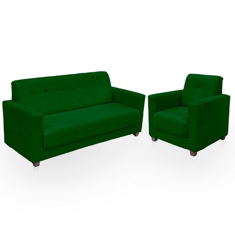 Sofá + 1 Poltrona para Sala de Estar Moderno Confortável Veneza Suede