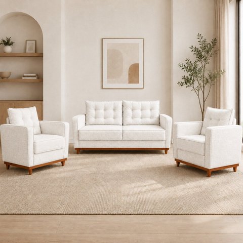Kit Sofá 2 Lugares e 2 Poltronas Luxo Moderno Sala de Estar Samuel