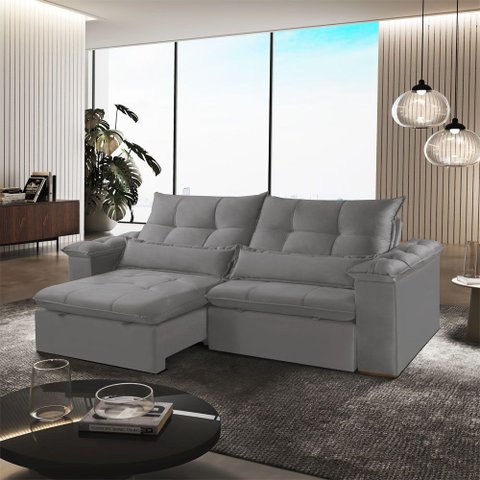 Sofá Retrátil e Reclinável Exclusive 250cm Braço 25cm Meu Sofá Online