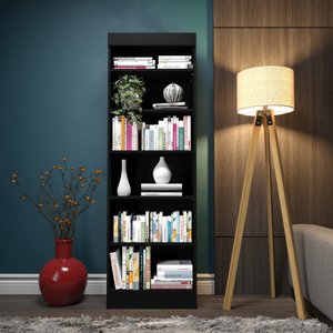 Estante para Livros 5 Prateleiras Livreiro Organizador Moderno Industrial Preto