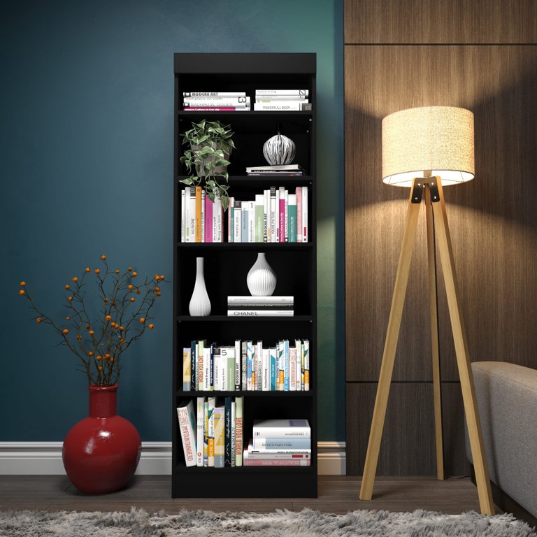 Estante para Livros 5 Prateleiras Livreiro Organizador Moderno Industrial Preto