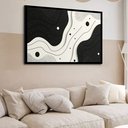Ver imagem 2 de Quadro Decorativo Preto Branco Ondulados Abstrato - 50x70cm:moldura Branca