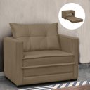 Ver imagem 1 de Poltrona Cama Retrátil Solteiro Milenni Veludo Marrom Rato B03 - D'Rossi