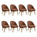 Ver imagem 1 de Kit 08 Cadeiras Poltrona de Jantar Estofada Luna Boucle Terracota Pés Palito Castanho