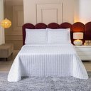 Ver imagem 2 de Kit Cobre Leito Rubine Queen Bordado Micropercal 400 Fios Colcha Liso 3 Peças Branco
