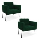 Ver imagem 1 de Poltrona Sala de Estar Pé de Ferro Pto Kit 2 Elisa Bouclê Verde D03 - D'Rossi