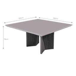 Mesa de Jantar Paolla 8 Lugares 150x150cm Madeira Maciça Tampo com Vidro - Preto/imbuia - 2
