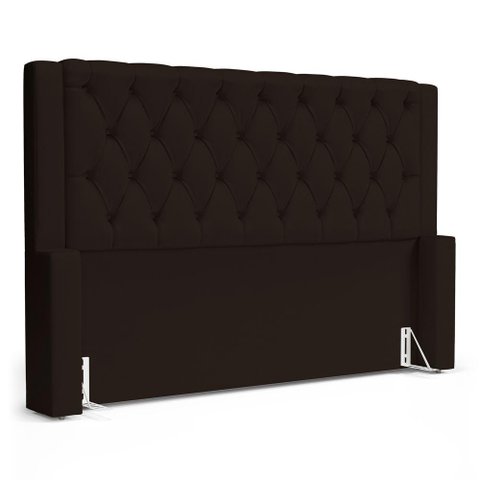 Cabeceira Atena para Cama Box King Size 195cm Capitonê com Frame Suede Marrom - Desk Design
