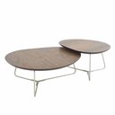 Ver imagem 1 de Mesa de Centro Infinity Baixa e Alta Nogueira com Base Gold - 67432
