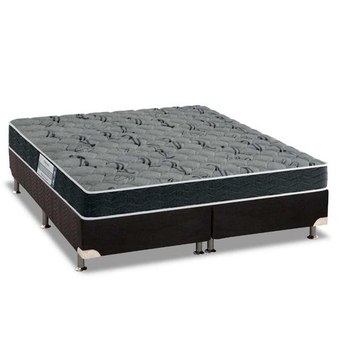 Cama Box King: Colchão Espuma D33 Probel ProDormir Advanced Mega Resistente + Base CRC Suede Black(1
