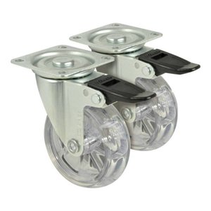 Kit Rodízio Ca75 PU Transparente com Trava ( Silicone )