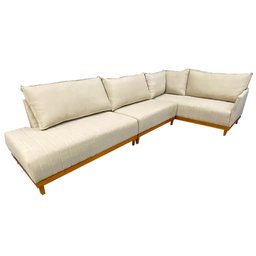 Sofá de Canto Eros em Linho 7 Lugares com Chaise Luxury Cor Bege - 1