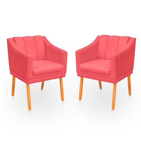 Kit com 2 Cadeiras Poltrona para Sala Moderna e Confortável Mila Suede